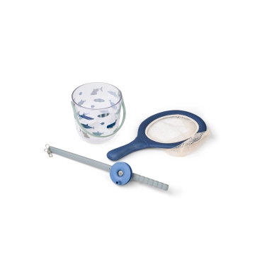 Liewood Cora Krabbenfischer-Set mit Netz Shark / Taubenblau