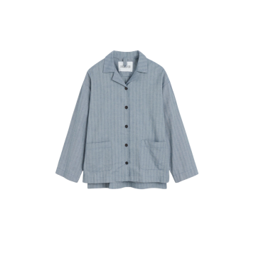 Aiayu Schlafanzug Hemd Herringbone Mix Dust Blue