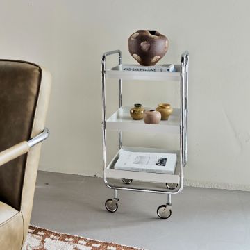 House Doctor Trolley Roll Weiß Chrom