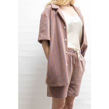 Bongusta Naram Gestrickte Shorts - Kamel & Ultramarinblau