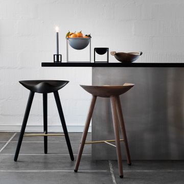 Audo Copenhagen ML42 Barhocker Schwarz gebeizte Buche Messing