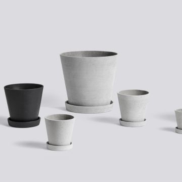 HAY Blumentopf Pflanzentopf mit Untertasse Grau
