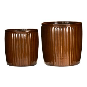 House Doctor Blumentopf HDGroove Braun Groß Set von 2