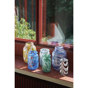 HAY Splash Vase Roll Neck Small Green Swirl
