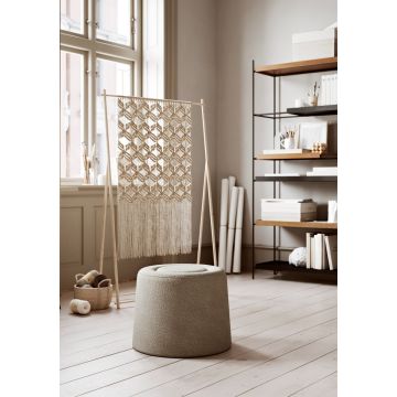 Woud Praline Puf Natural Bouclé Ø52